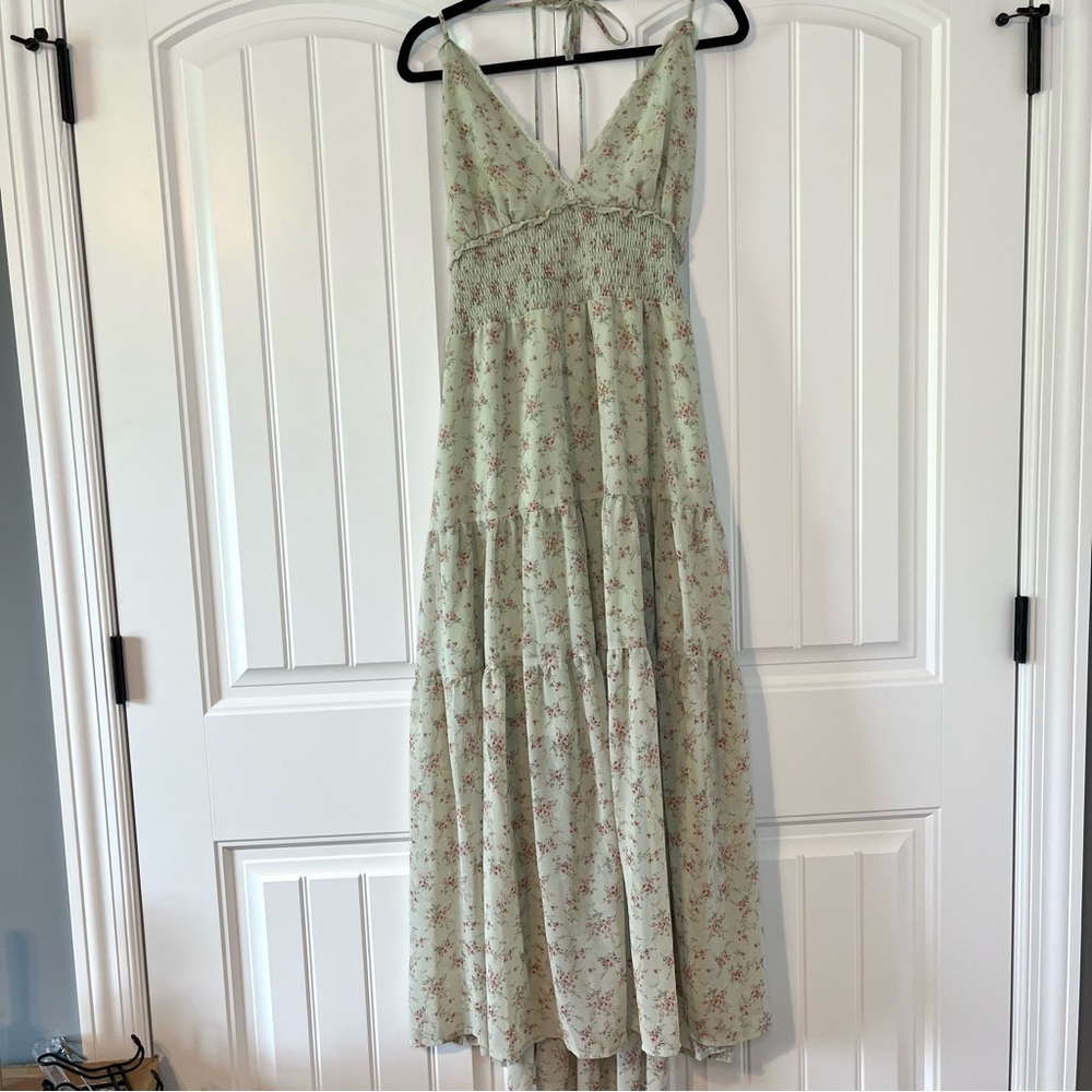 Altar’d State Floral Green Maxi Dress Size Large